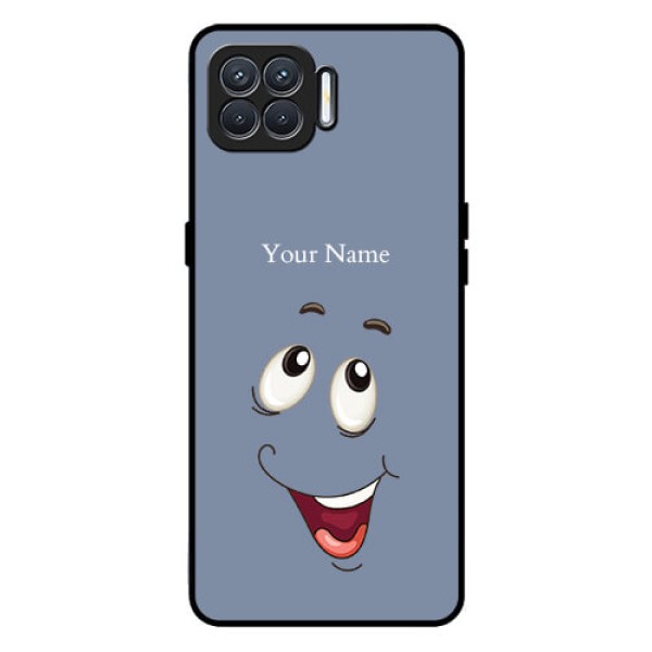 Oppo F17 Photo Printing on Glass Case - Laughing Cartoon Face Design