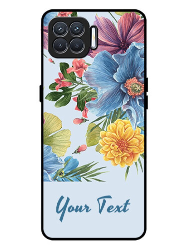 Custom Oppo F17 Custom Glass Mobile Case - Stunning Watercolored Flowers Painting Design