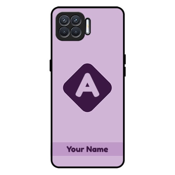 Oppo F17 Custom Glass Mobile Case - Custom Letter in curved badge Design