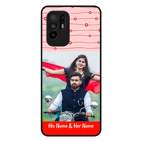 Oppo F19 Pro Plus 5G Personalized Glass Phone Case - Red Pattern Case Design