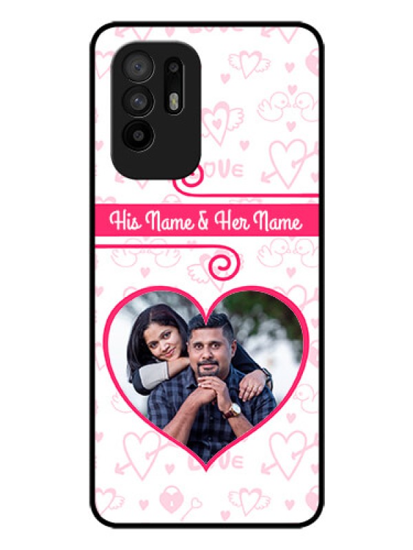 Custom Oppo F19 Pro Plus 5G Personalized Glass Phone Case - Heart Shape Love Design