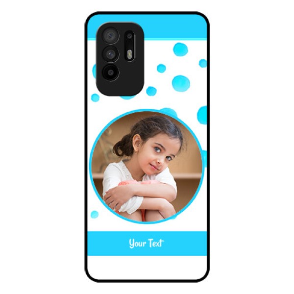 Oppo F19 Pro Plus 5G Photo Printing on Glass Case - Blue Bubbles Pattern Design