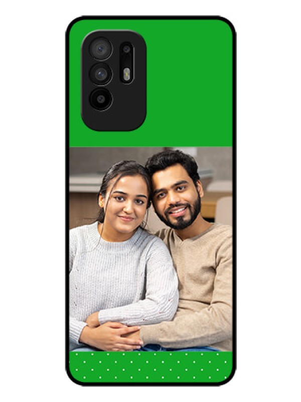 Custom Oppo F19 Pro Plus 5G Personalized Glass Phone Case - Green Pattern Design