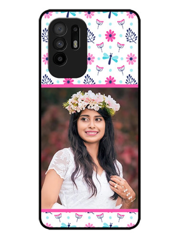 Custom Oppo F19 Pro Plus 5G Photo Printing on Glass Case - Colorful Flower Design