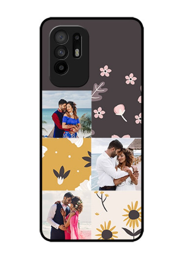 Oppo F19 Pro Plus 5G Photo Printing on Glass Case - 3 Images with Floral Design