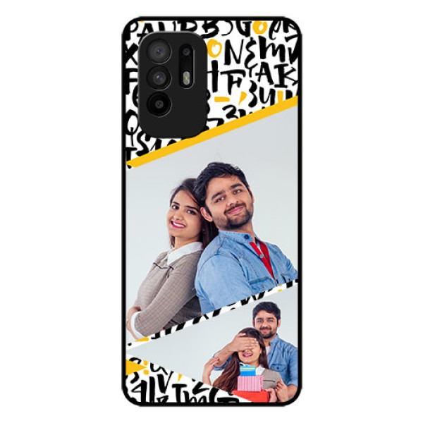 Oppo F19 Pro Plus 5G Custom Glass Mobile Case - Letters Pattern Design