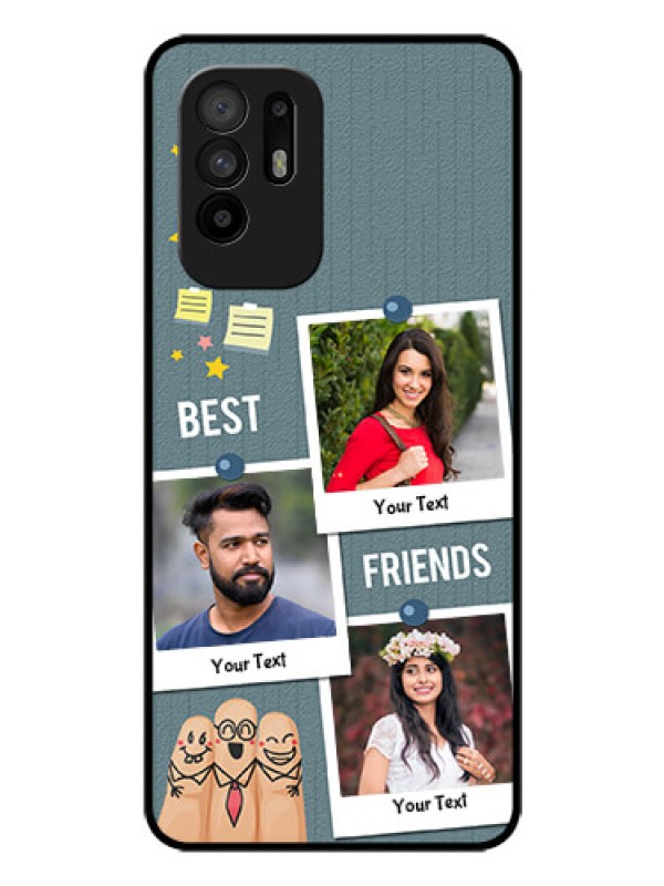 Custom Oppo F19 Pro Plus 5G Personalized Glass Phone Case - Sticky Frames and Friendship Design