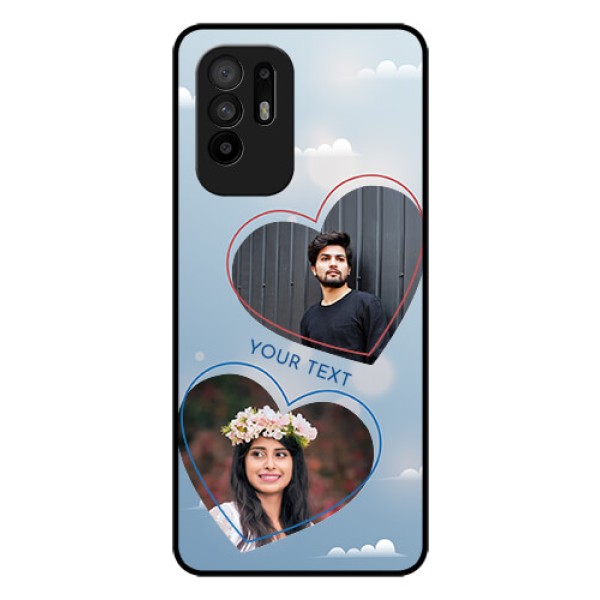 Oppo F19 Pro Plus 5G Custom Glass Mobile Case - Blue Color Couple Design 