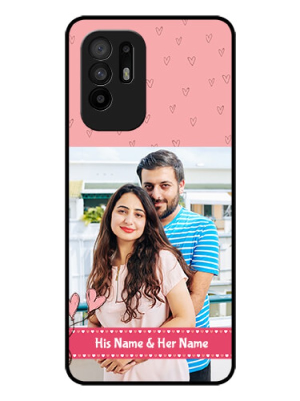 Custom Oppo F19 Pro Plus 5G Personalized Glass Phone Case - Love Design Peach Color