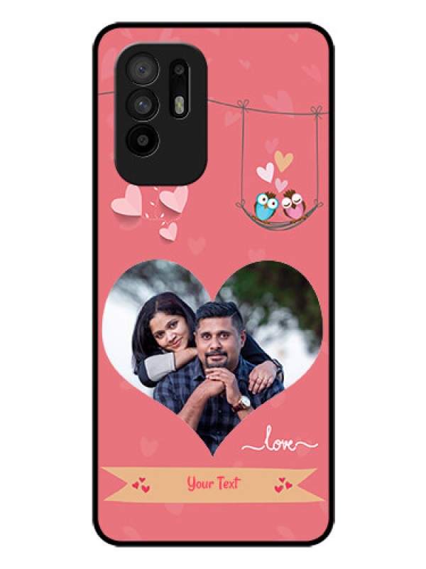 Custom Oppo F19 Pro Plus 5G Personalized Glass Phone Case - Peach Color Love Design 