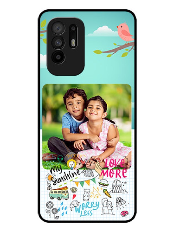 Custom Oppo F19 Pro Plus 5G Photo Printing on Glass Case - Doodle love Design