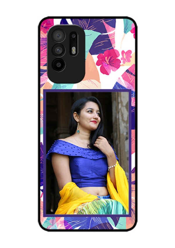 Oppo F19 Pro Plus 5G Custom Glass Mobile Case - Abstract Floral Design