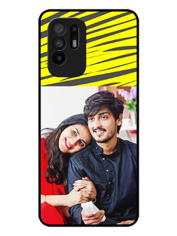 Custom Oppo F19 Pro Plus 5G Photo Printing on Glass Case - Yellow Abstract Design