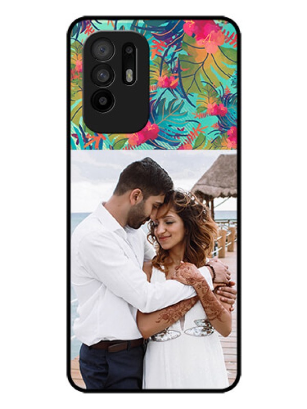 Custom Oppo F19 Pro Plus 5G Photo Printing on Glass Case - Watercolor Floral Design