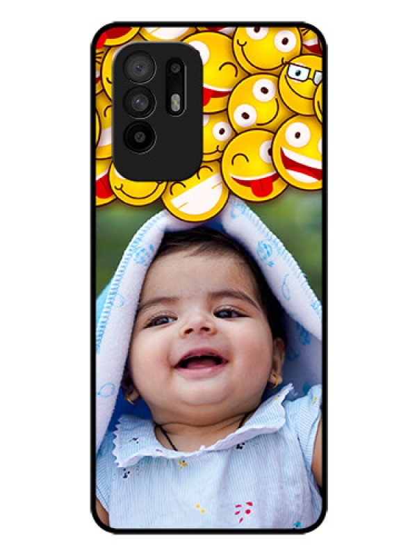 Custom Oppo F19 Pro Plus 5G Custom Glass Mobile Case - with Smiley Emoji Design