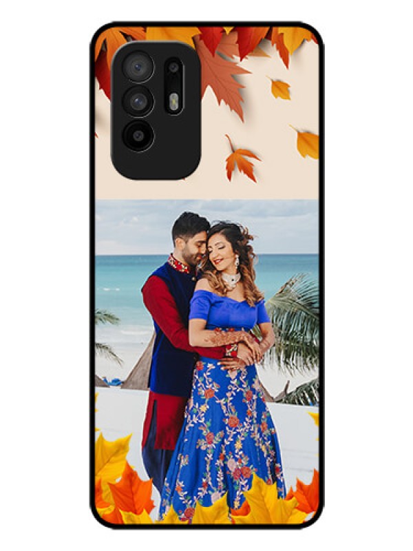 Custom Oppo F19 Pro Plus 5G Photo Printing on Glass Case - Autumn Maple Leaves Design