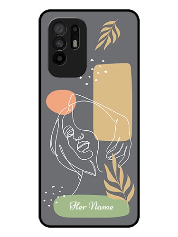 Custom Oppo F19 Pro Plus 5G Custom Glass Phone Case - Gazing Woman line art Design
