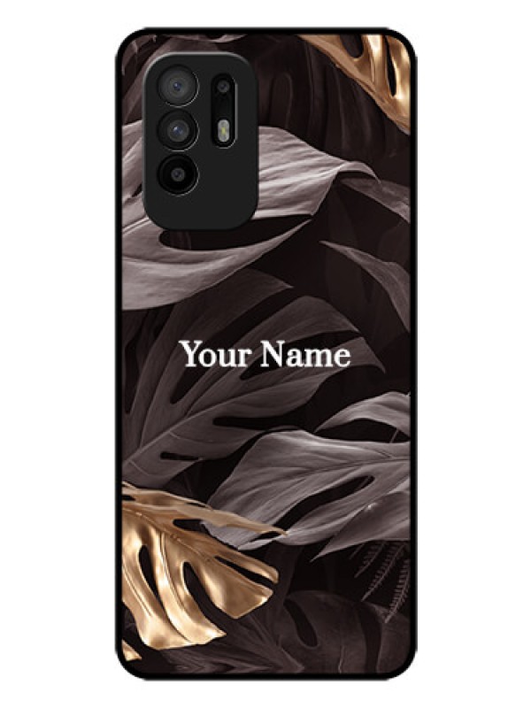 Custom Oppo F19 Pro Plus 5G Personalised Glass Phone Case - Wild Leaves digital paint Design