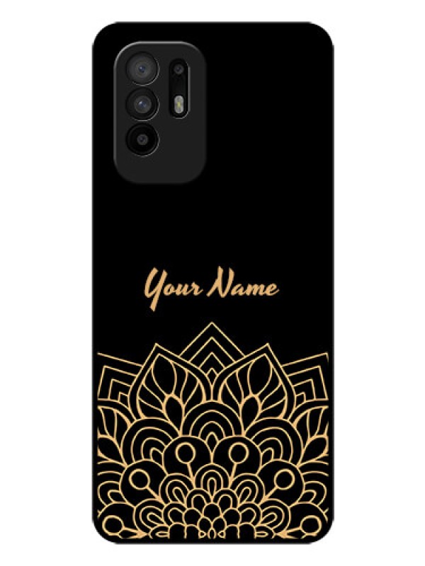 Custom Oppo F19 Pro Plus 5G Custom Glass Phone Case - Golden mandala Design