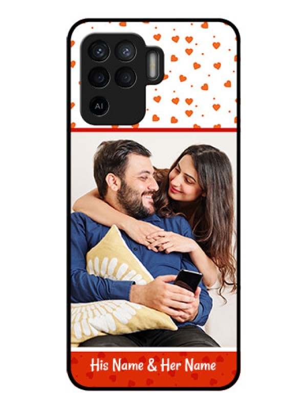 Custom Oppo F19 Pro Custom Glass Phone Case - Orange Love Symbol Design