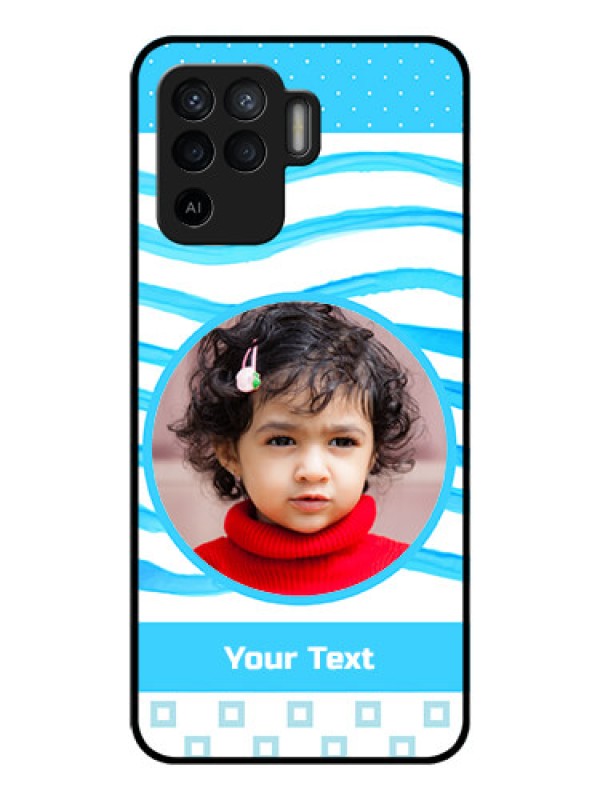 Custom Oppo F19 Pro Custom Glass Phone Case - Simple Blue Case Design