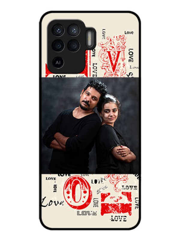 Custom Oppo F19 Pro Photo Printing on Glass Case - Trendy Love Design Case