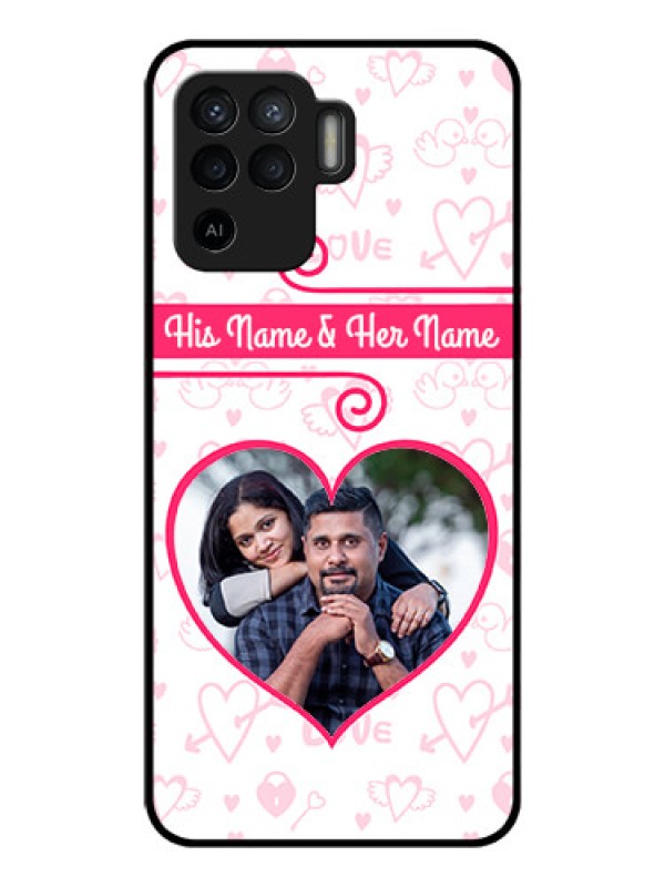 Custom Oppo F19 Pro Personalized Glass Phone Case - Heart Shape Love Design