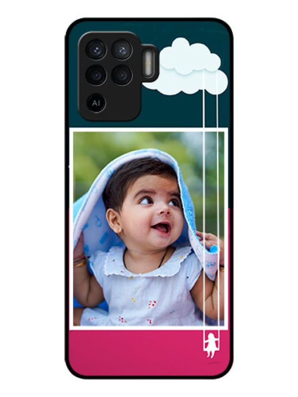 Custom Oppo F19 Pro Custom Glass Phone Case - Cute Girl with Cloud Design