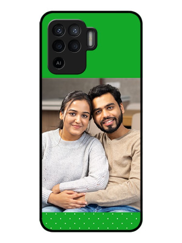 Custom Oppo F19 Pro Personalized Glass Phone Case - Green Pattern Design