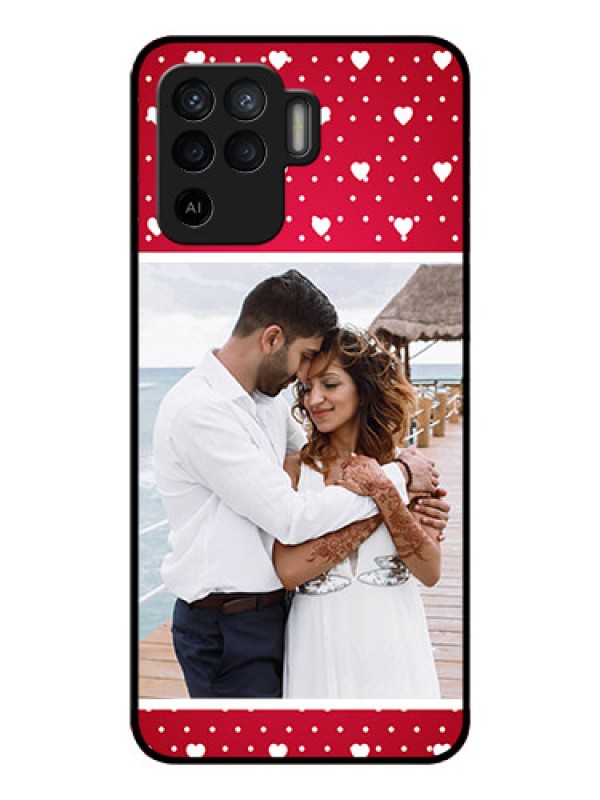 Custom Oppo F19 Pro Photo Printing on Glass Case - Hearts Mobile Case Design