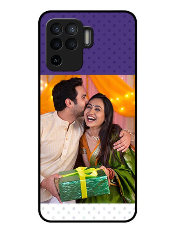 Custom Oppo F19 Pro Personalized Glass Phone Case - Violet Pattern Design