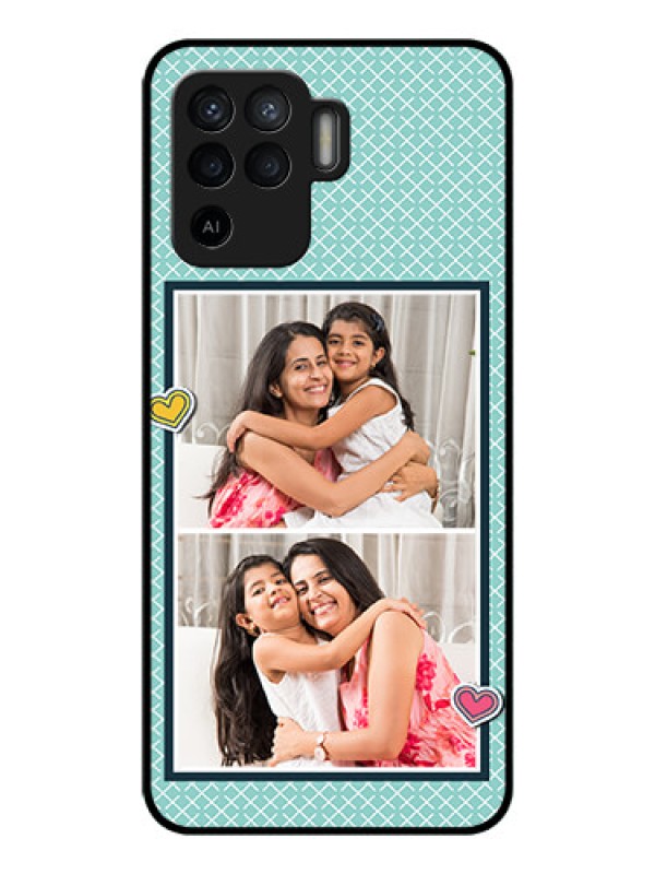 Custom Oppo F19 Pro Custom Glass Phone Case - 2 Image Holder with Pattern Design