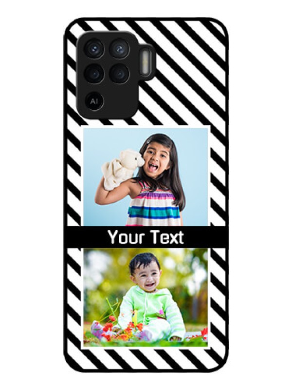 Custom Oppo F19 Pro Photo Printing on Glass Case - Black And White Stripes Design