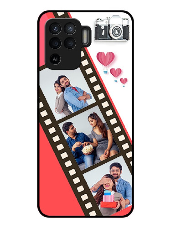 Custom Oppo F19 Pro Personalized Glass Phone Case - 3 Image Holder with Film Reel