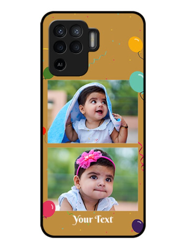 Custom Oppo F19 Pro Personalized Glass Phone Case - Image Holder with Birthday Celebrations Design