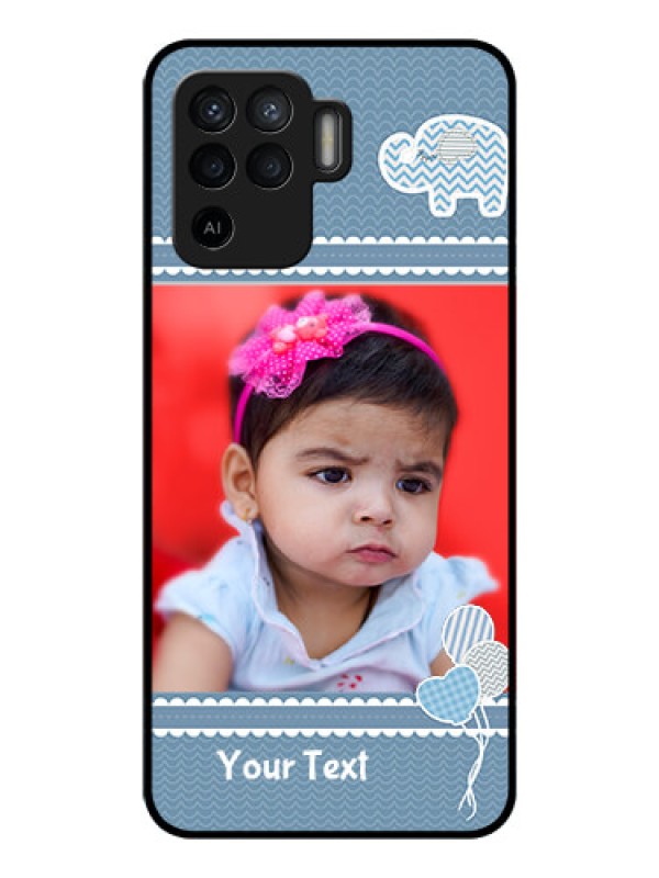 Custom Oppo F19 Pro Photo Printing on Glass Case - with Kids Pattern Design