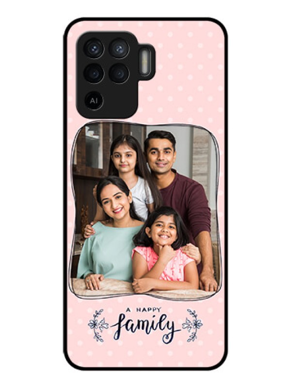 Custom Oppo F19 Pro Custom Glass Phone Case - Family with Dots Design