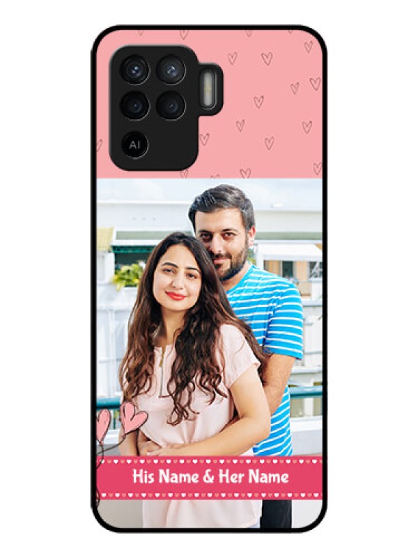 Custom Oppo F19 Pro Personalized Glass Phone Case - Love Design Peach Color