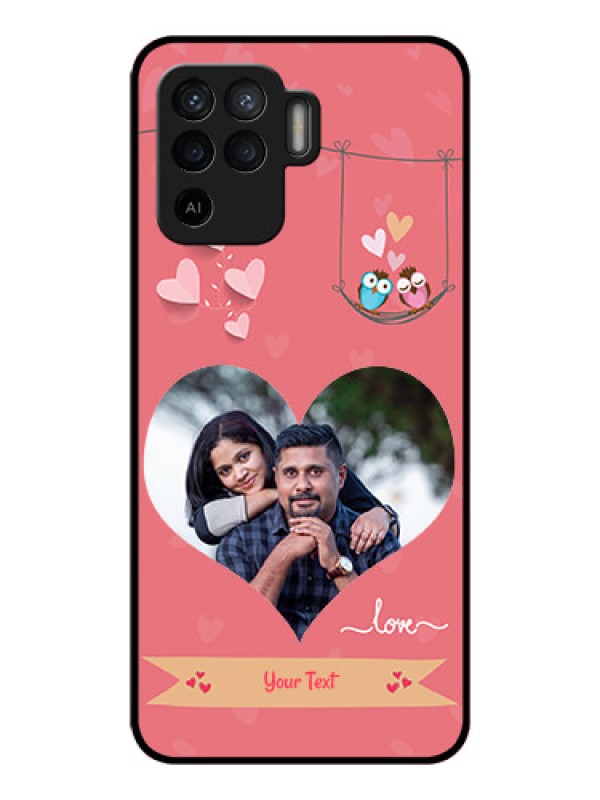 Custom Oppo F19 Pro Personalized Glass Phone Case - Peach Color Love Design 