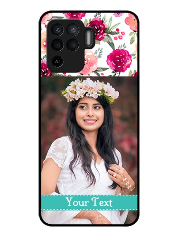 Custom Oppo F19 Pro Custom Glass Phone Case - Watercolor Floral Design