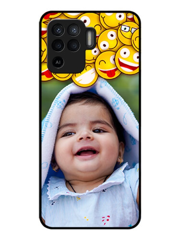 Custom Oppo F19 Pro Custom Glass Mobile Case - with Smiley Emoji Design