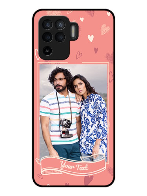 Custom Oppo F19 Pro Custom Glass Phone Case - Love doodle art Design