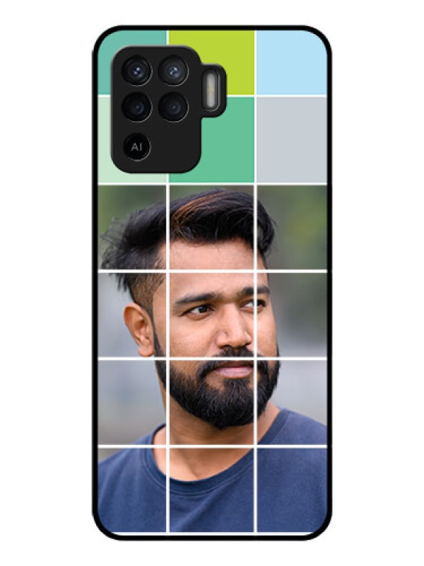 Custom Oppo F19 Pro Photo Printing on Glass Case - with white box pattern 