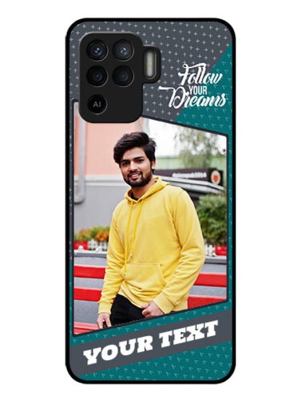 Custom Oppo F19 Pro Personalized Glass Phone Case - Background Pattern Design with Quote