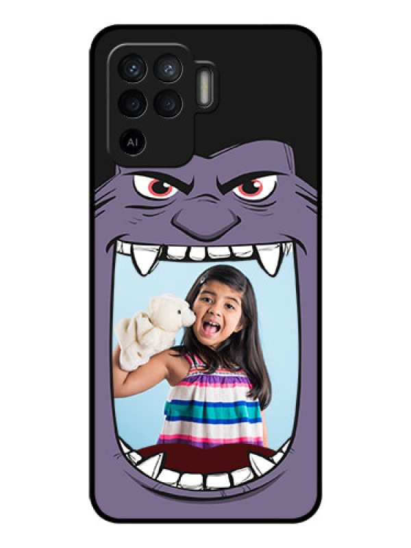 Custom Oppo F19 Pro Custom Glass Phone Case - Angry Monster Design