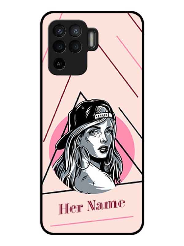 Custom Oppo F19 Pro Personalized Glass Phone Case - Rockstar Girl Design