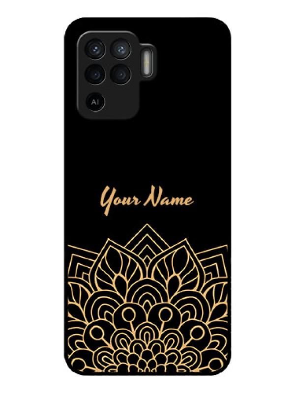 Custom Oppo F19 Pro Custom Glass Phone Case - Golden mandala Design