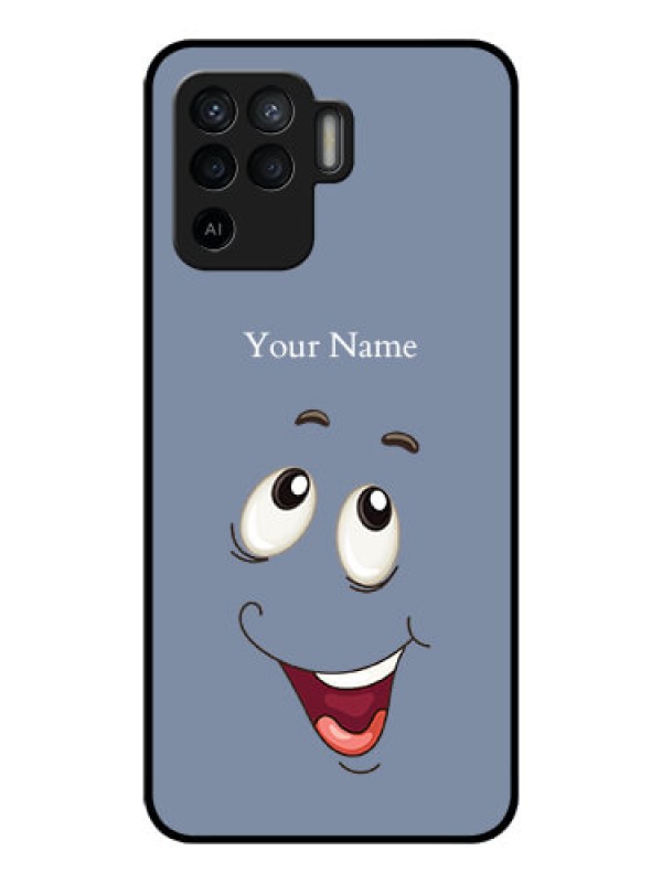 Custom Oppo F19 Pro Photo Printing on Glass Case - Laughing Cartoon Face Design