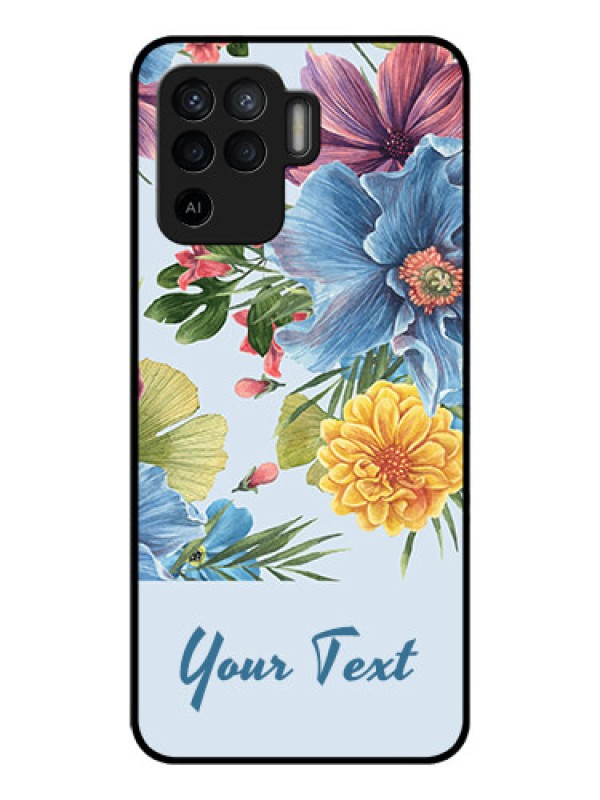 Custom Oppo F19 Pro Custom Glass Mobile Case - Stunning Watercolored Flowers Painting Design