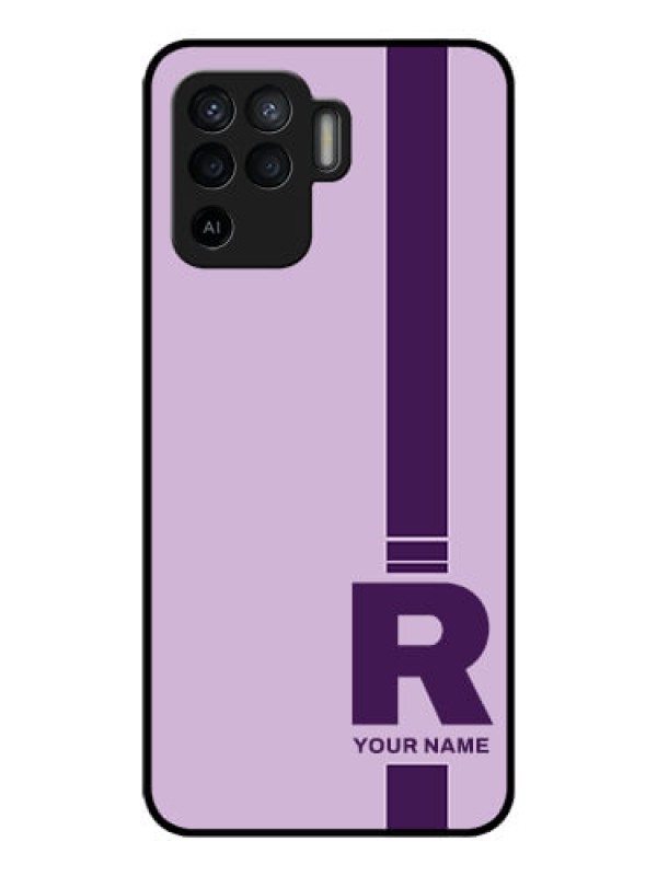 Custom Oppo F19 Pro Photo Printing on Glass Case - Simple dual tone stripe with name Design